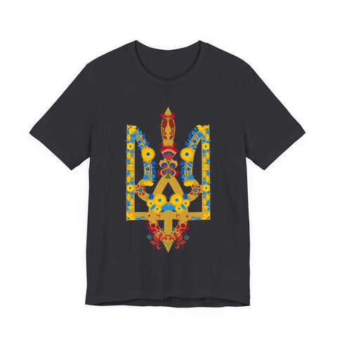 Ukrainian Floral Crest Tryzub Unisex Tee
