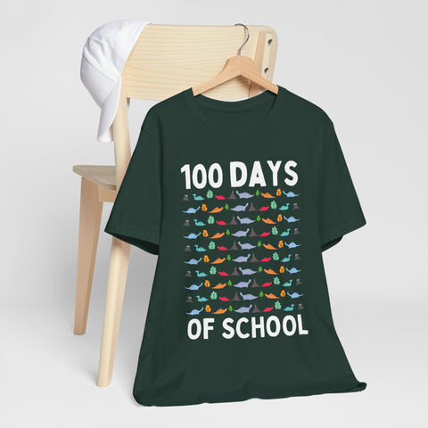 100 th Days Of School Dinosaur Pattern Unisex Tee
