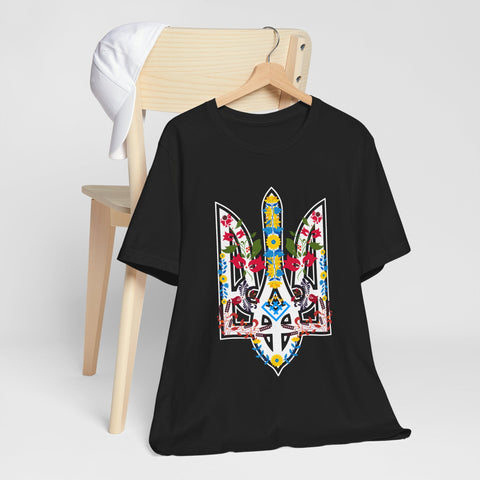 Ukrainian Floral Tryzub Unisex Tee