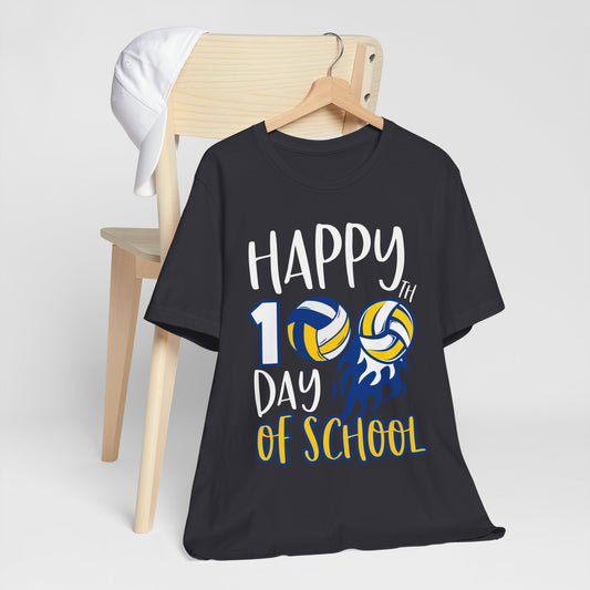 Happy 100th Day of School Unisex Tee | Cute Volleyball Design for Kids