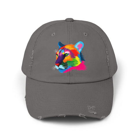 Colorful Distressed Cap with Tiger