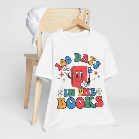 Colorful 100 Days in the Books Unisex Tee, Teacher Gifts