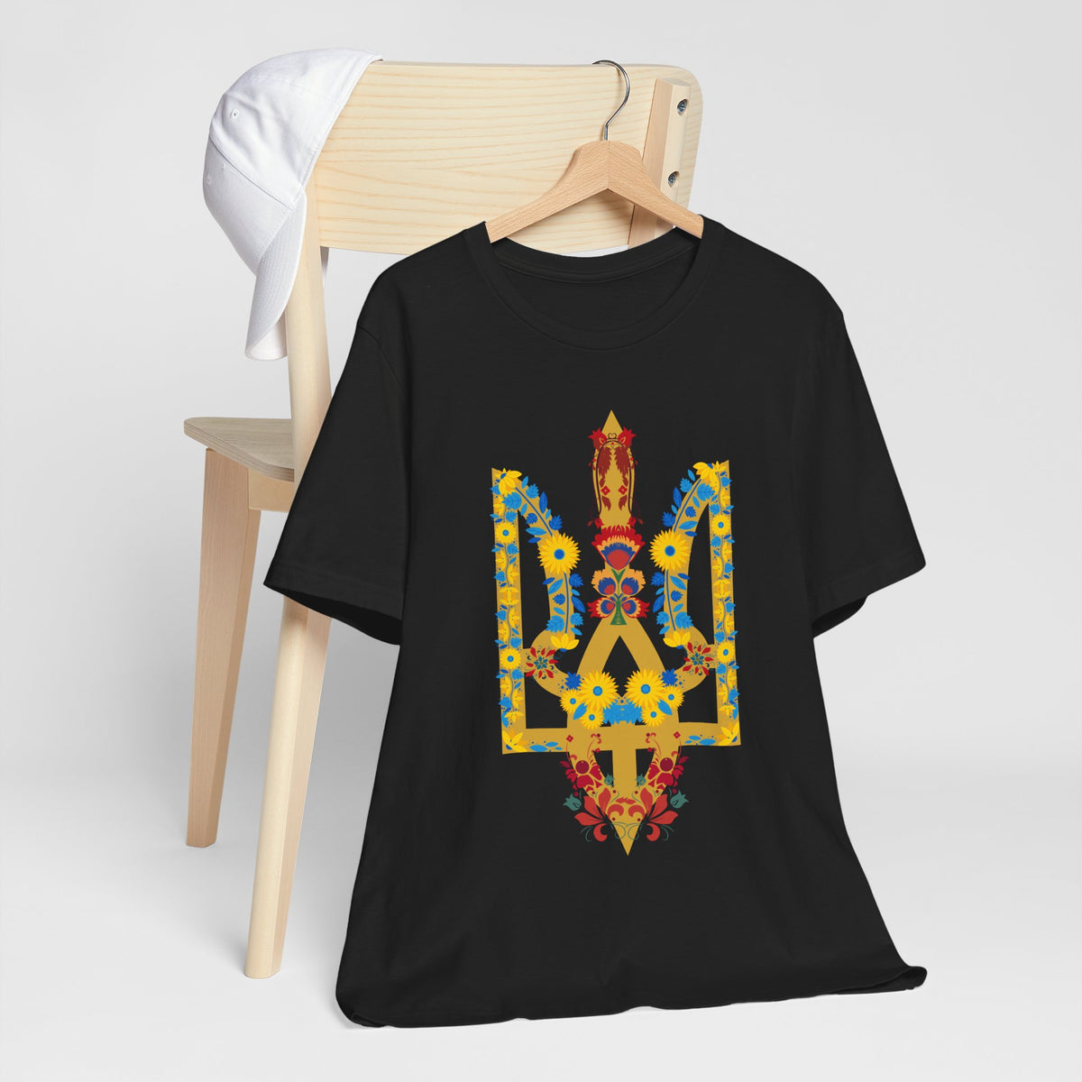 Ukrainian Floral Crest Tryzub Unisex Tee