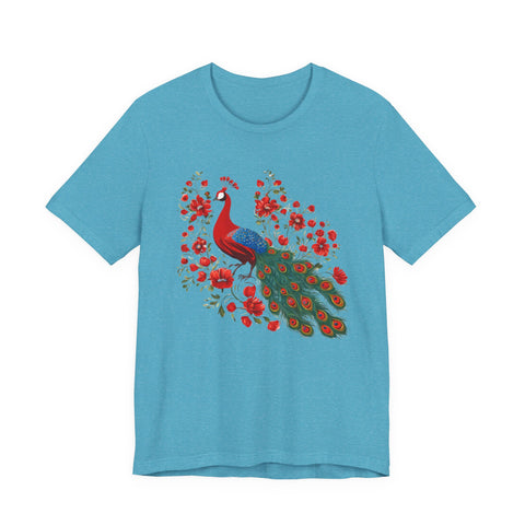 Peacock and Floral Unisex Tee - Vibrant Spring Style