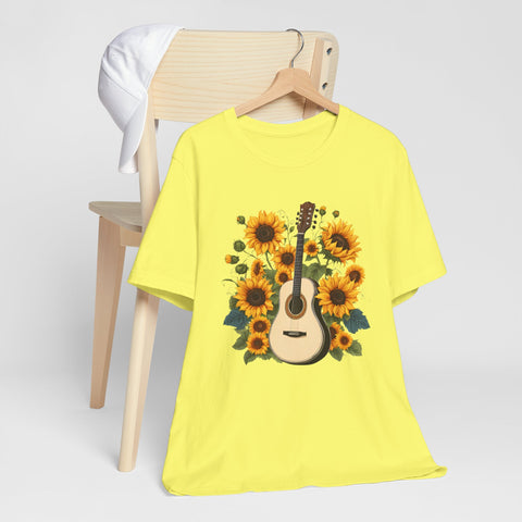 Sunflower Guitar Unisex Tee, Floral Music, Gift for Musicians