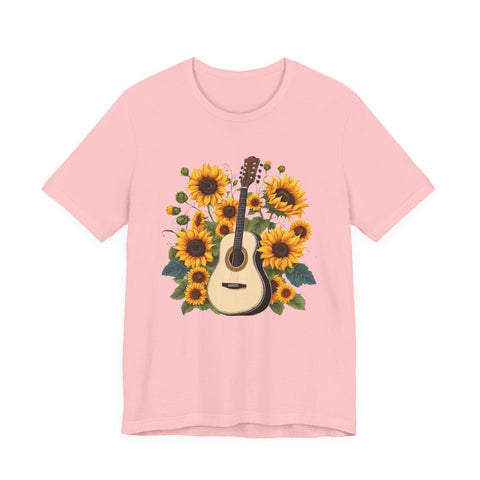 Sunflower Guitar Unisex Tee, Floral Music, Gift for Musicians