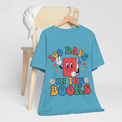 Colorful 100 Days in the Books Unisex Tee, Teacher Gifts