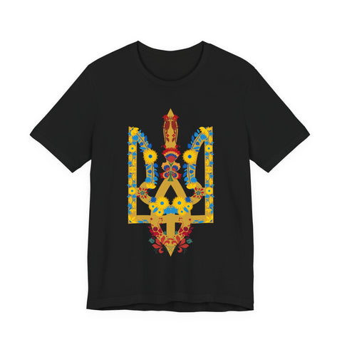 Ukrainian Floral Crest Tryzub Unisex Tee