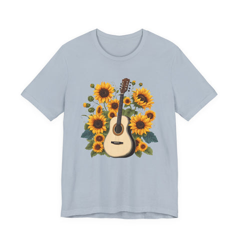 Sunflower Guitar Unisex Tee, Floral Music, Gift for Musicians