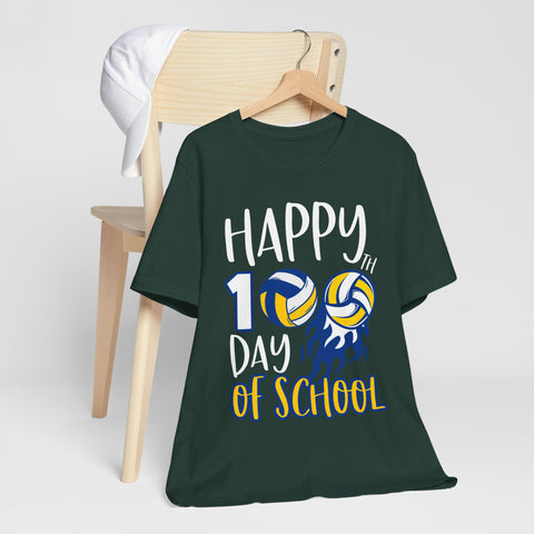 Happy 100th Day of School Unisex Tee | Cute Volleyball Design for Kids