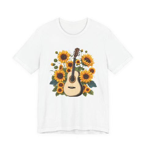 Sunflower Guitar Unisex Tee, Floral Music, Gift for Musicians