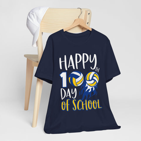 Happy 100th Day of School Unisex Tee | Cute Volleyball Design for Kids