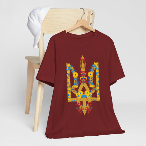 Ukrainian Floral Crest Tryzub Unisex Tee