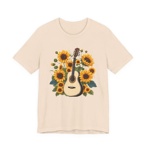 Sunflower Guitar Unisex Tee, Floral Music, Gift for Musicians