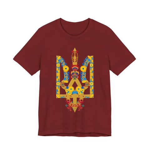Ukrainian Floral Crest Tryzub Unisex Tee