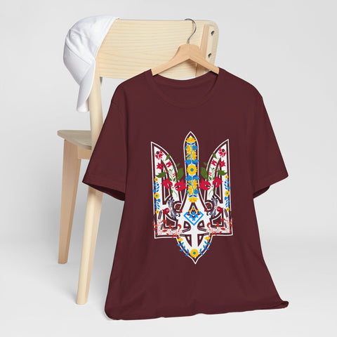 Ukrainian Floral Tryzub Unisex Tee