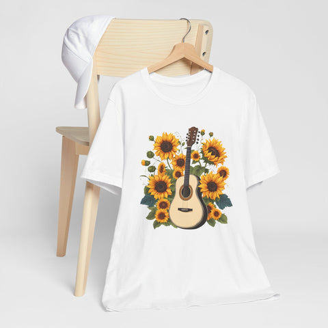 Sunflower Guitar Unisex Tee, Floral Music, Gift for Musicians