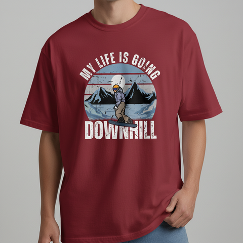 Downhill Snowboarding "My Life Is Going Downhill" Vintage Ski Unisex Tee