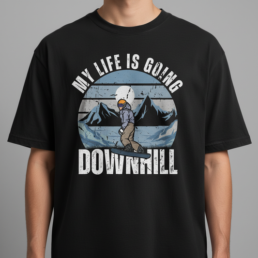 Downhill Snowboarding "My Life Is Going Downhill" Vintage Ski Unisex Tee
