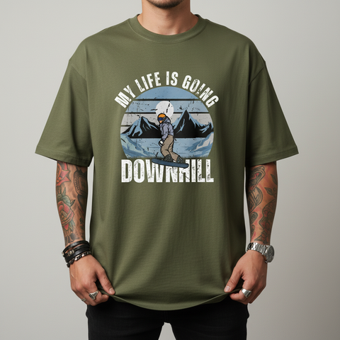 Downhill Snowboarding "My Life Is Going Downhill" Vintage Ski Unisex Tee