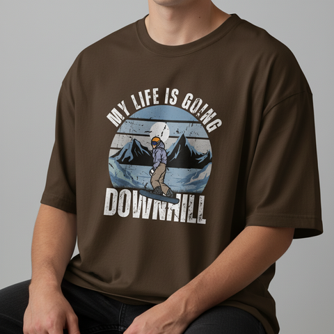 Downhill Snowboarding "My Life Is Going Downhill" Vintage Ski Unisex Tee