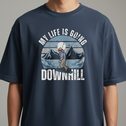 Downhill Snowboarding "My Life Is Going Downhill" Vintage Ski Unisex Tee