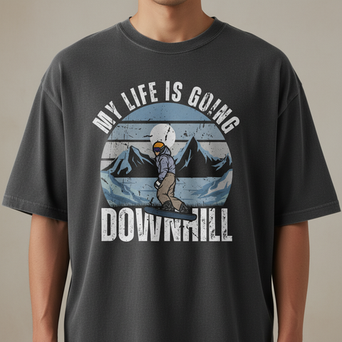 Downhill Snowboarding "My Life Is Going Downhill" Vintage Ski Unisex Tee