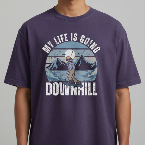 Downhill Snowboarding "My Life Is Going Downhill" Vintage Ski Unisex Tee