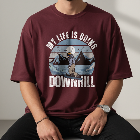 Downhill Snowboarding "My Life Is Going Downhill" Vintage Ski Unisex Tee