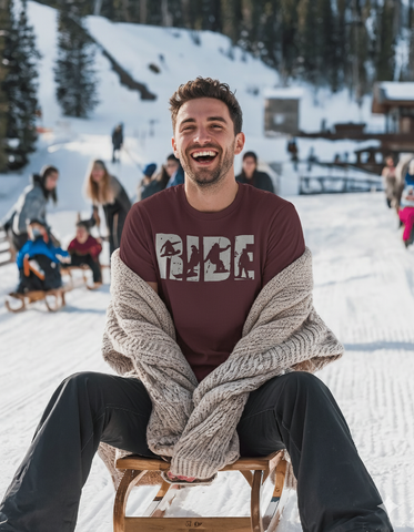 Funny RIDE Snowboarding Winter Sport Unisex Tee