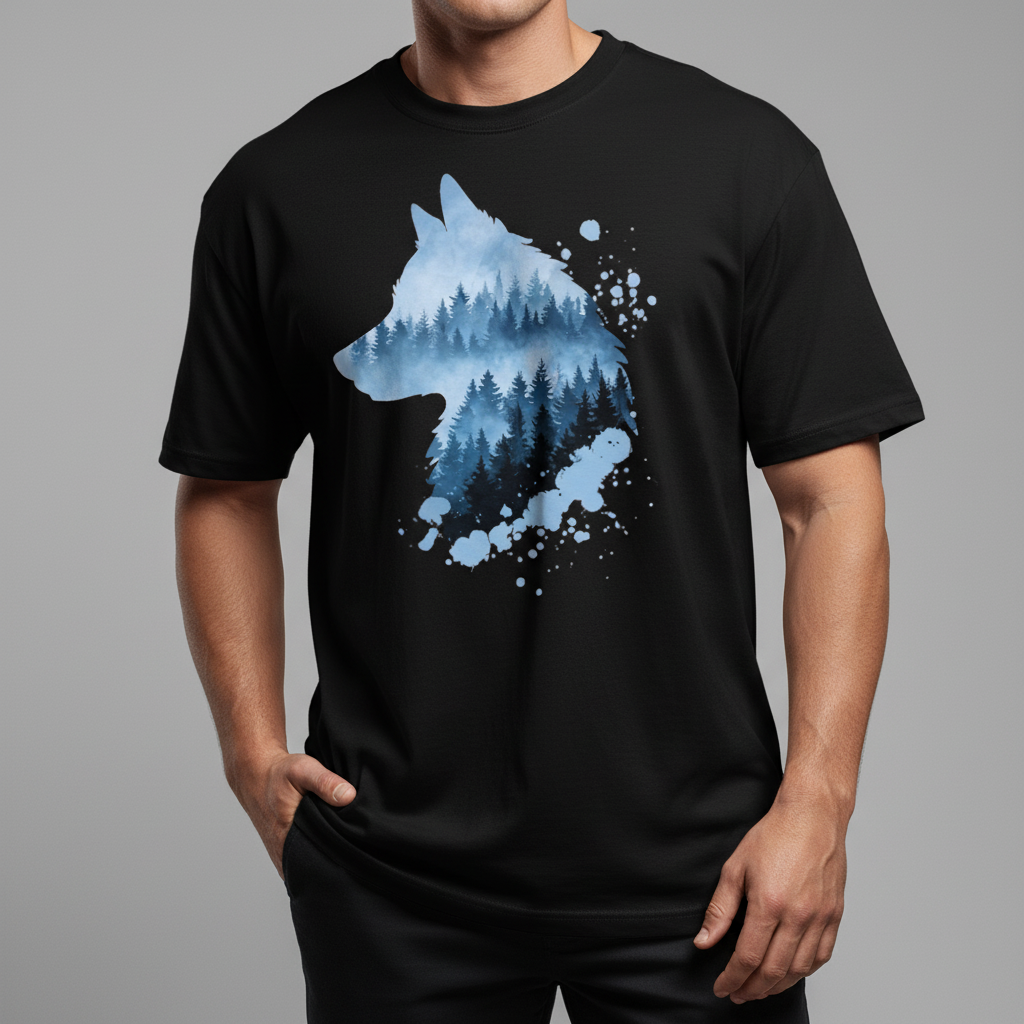 Watercolor Wolf Silhouette Unisex Tee