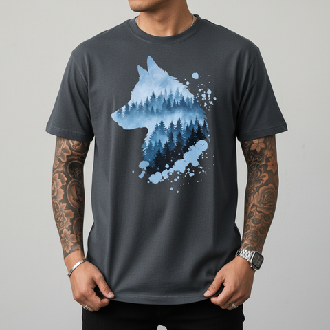 Watercolor Wolf Silhouette Unisex Tee