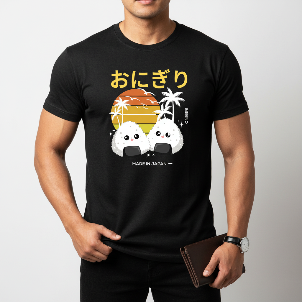 Onigiri Sunset Tee — Cute Japanese Rice Ball Unisex T-Shirt