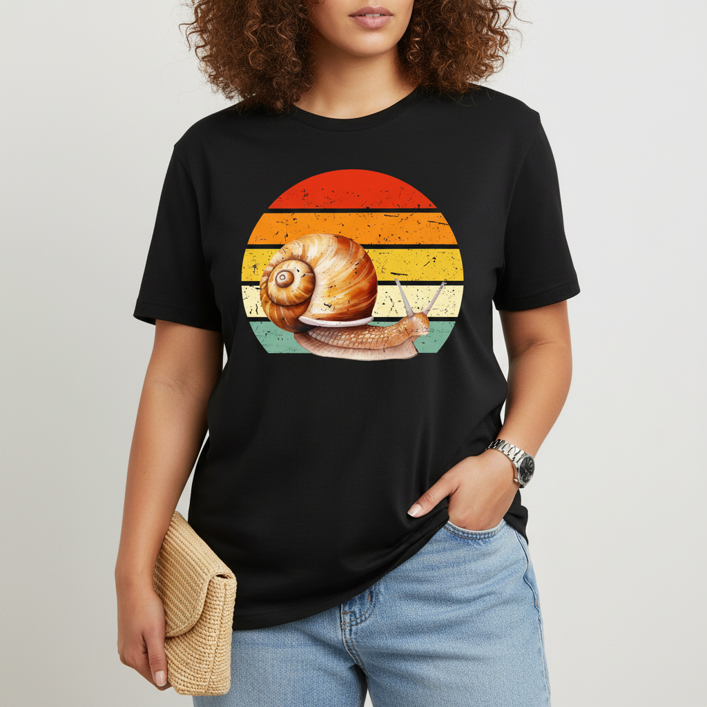 Snail Retro Sunset Tee — Vintage Snail Graphic Unisex T-Shirt
