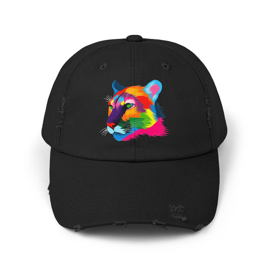 Colorful Distressed Cap with Tiger