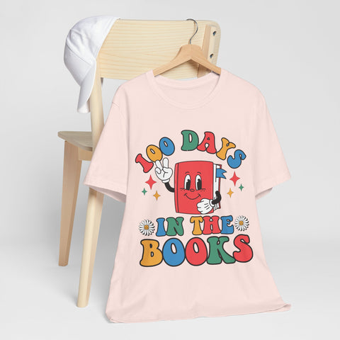Colorful 100 Days in the Books Unisex Tee, Teacher Gifts