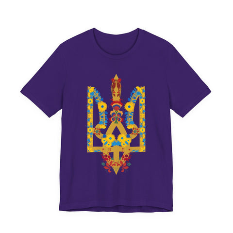 Ukrainian Floral Crest Tryzub Unisex Tee