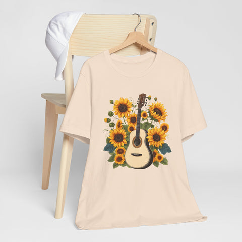 Sunflower Guitar Unisex Tee, Floral Music, Gift for Musicians