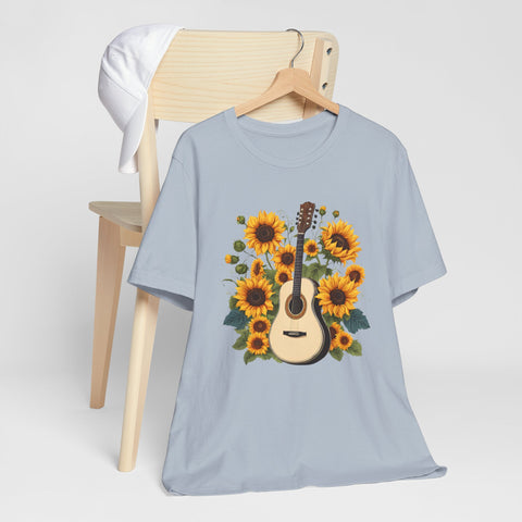 Sunflower Guitar Unisex Tee, Floral Music, Gift for Musicians