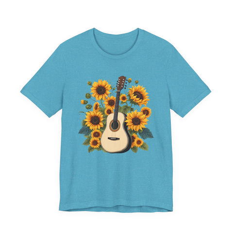 Sunflower Guitar Unisex Tee, Floral Music, Gift for Musicians