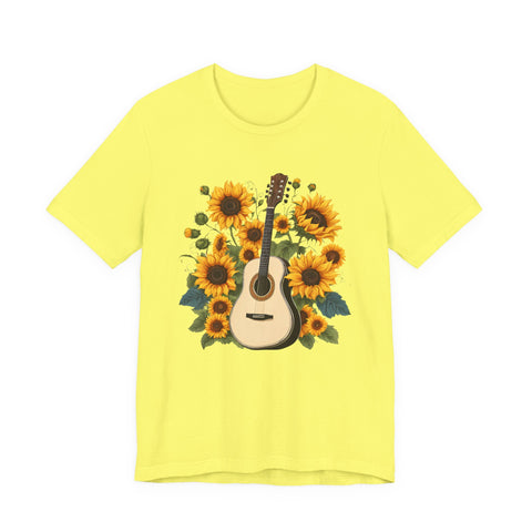 Sunflower Guitar Unisex Tee, Floral Music, Gift for Musicians