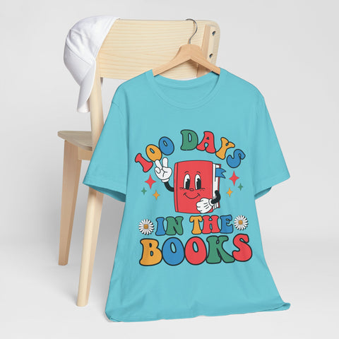 Colorful 100 Days in the Books Unisex Tee, Teacher Gifts