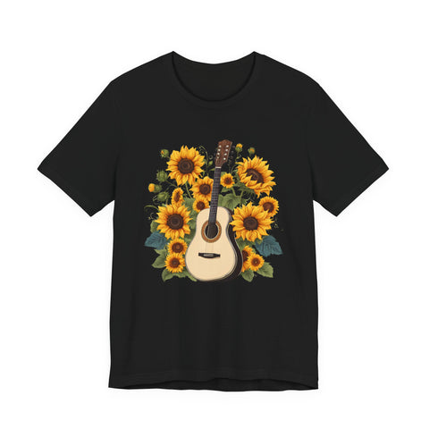 Sunflower Guitar Unisex Tee, Floral Music, Gift for Musicians