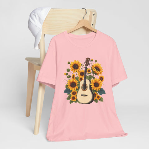 Sunflower Guitar Unisex Tee, Floral Music, Gift for Musicians