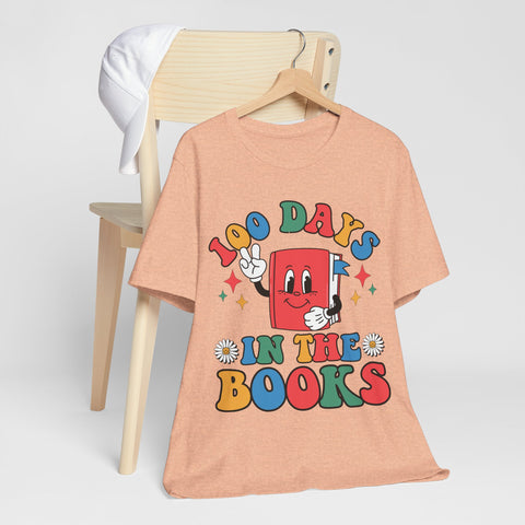 Colorful 100 Days in the Books Unisex Tee, Teacher Gifts