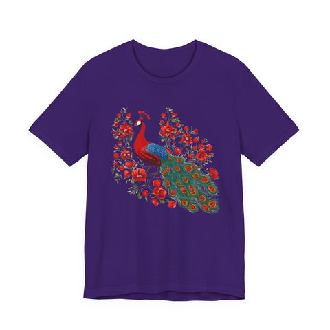 Peacock and Floral Unisex Tee - Vibrant Spring Style