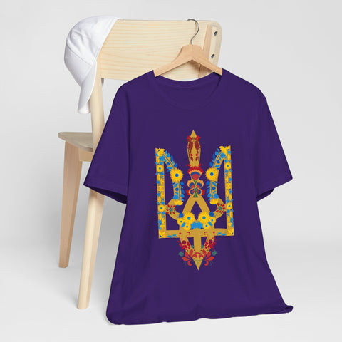 Ukrainian Floral Crest Tryzub Unisex Tee