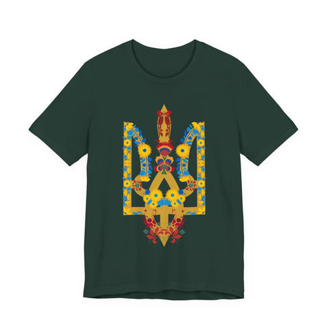 Ukrainian Floral Crest Tryzub Unisex Tee