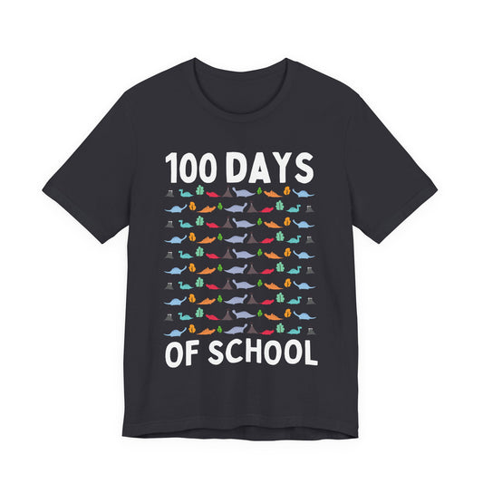 100 th Days Of School Dinosaur Pattern Unisex Tee