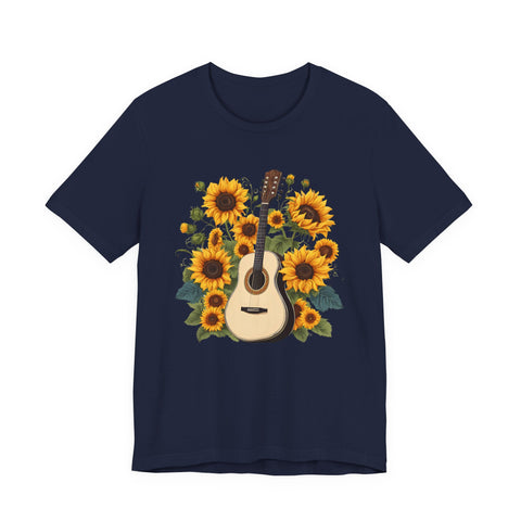 Sunflower Guitar Unisex Tee, Floral Music, Gift for Musicians
